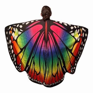 Rainbow Butterfly Wings Costume Halloween Accessory Adult Elastic Strap EUC